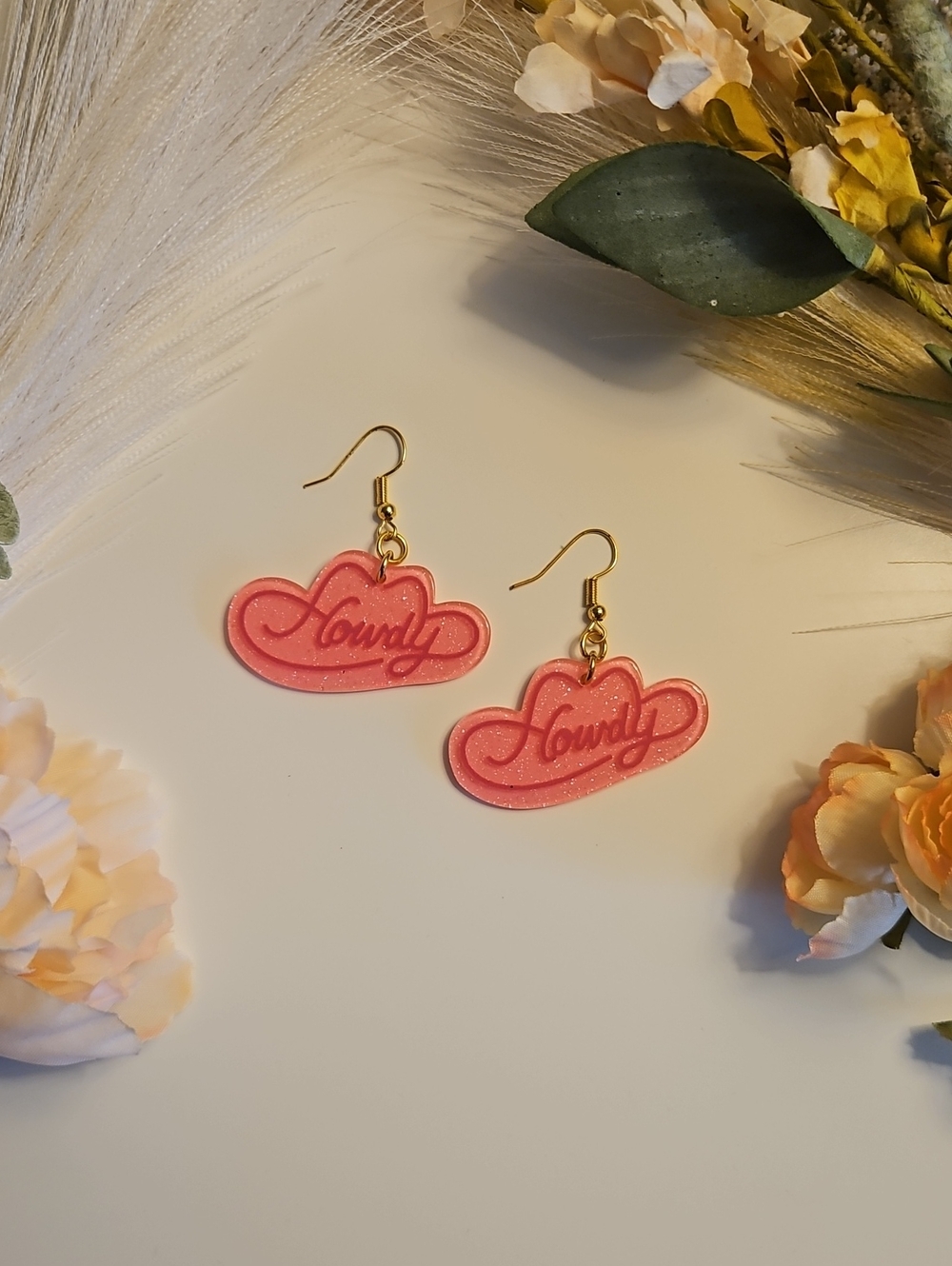 Pink 'Howdy' Cloud Earrings - Unbranded